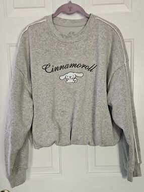 Sanrio Cinnamoroll Cropped Sweatshirt - Gray